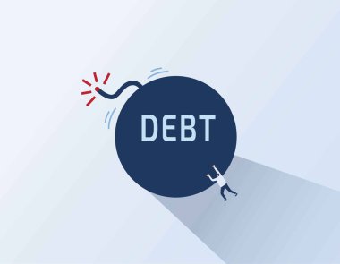 Borç saatli bomba. Kötü kredi iş adamları kavramı Vektör illüstrasyonu Eps10 düz çizgi film karakter tasarımı sunum web afişi afiş malzeme arka planı