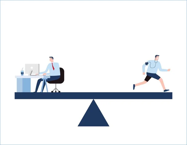 工作生活平衡衡量企业和家庭生活方式的选择 商业概念 矢量人平面设计图解隔离背景 — 图库矢量图片