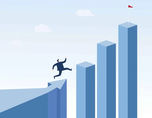 Geschäftsmann Läuft Die Spitze Des Diagramms Geschäftskonzept Von Zielen Erfolg — Stockvektor