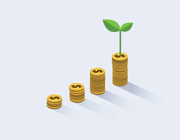 Pièces Croissance Les Planter Concept Entreprise Investissement Objectifs Succès Réalisation — Image vectorielle