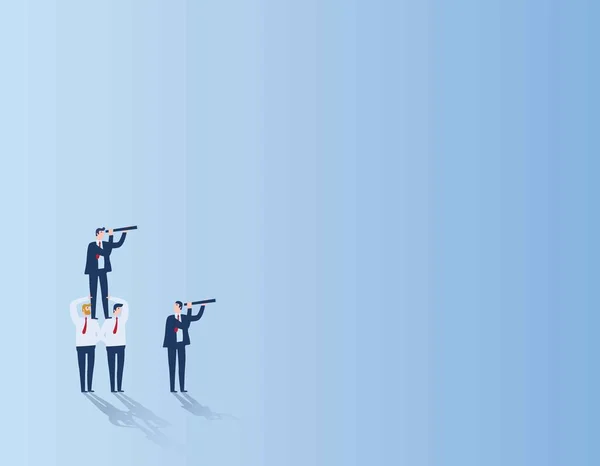 Teamwork Target Business People Concept Businessman Standing Worker Looking Telescope —  Vetores de Stock