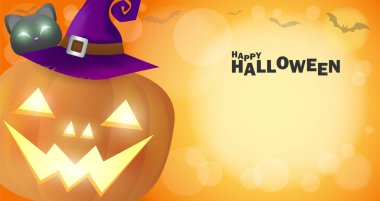 Ay ışığında Cadılar Bayramı Poster Partisi 'nin balkabağı tarlası kutlu olsun. Jack O Lantern partisi. Oyun ya da Tedavi arka planı, Reklam broşürü Vektör Resimleri Şablonu.