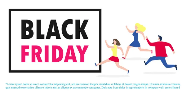 Black Friday Shopping Concept Group People Running Jumping Gap Purchases — Stock Vector