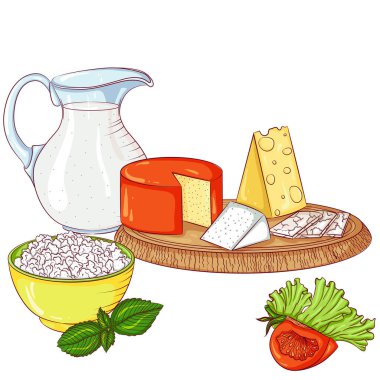 Süt ürünleri beyaz arkaplanda