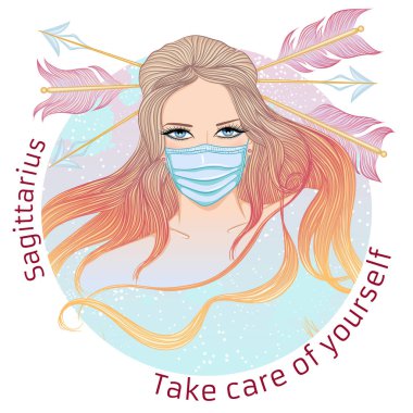 Yay burcunun maskeli portresinin astrolojik işareti