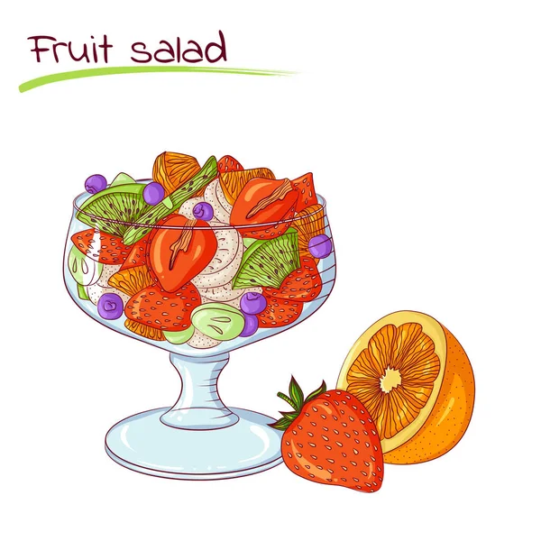 Ensalada de frutas frescas — Vector de stock