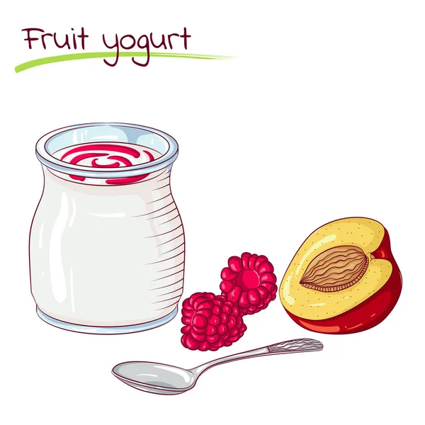 Frutas y yogur — Vector de stock