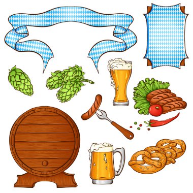 Geleneksel Oktoberfest bira festivali öğeleriyle dolu..