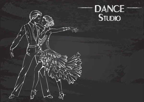 Danslijn krijt ballroom dansen latina — Stockvector