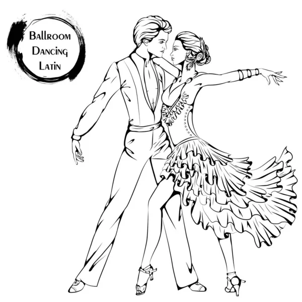 Danslijn ballroom dansen latina — Stockvector