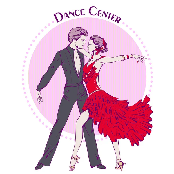 Danslijn kleur ballroom dansen latina — Stockvector