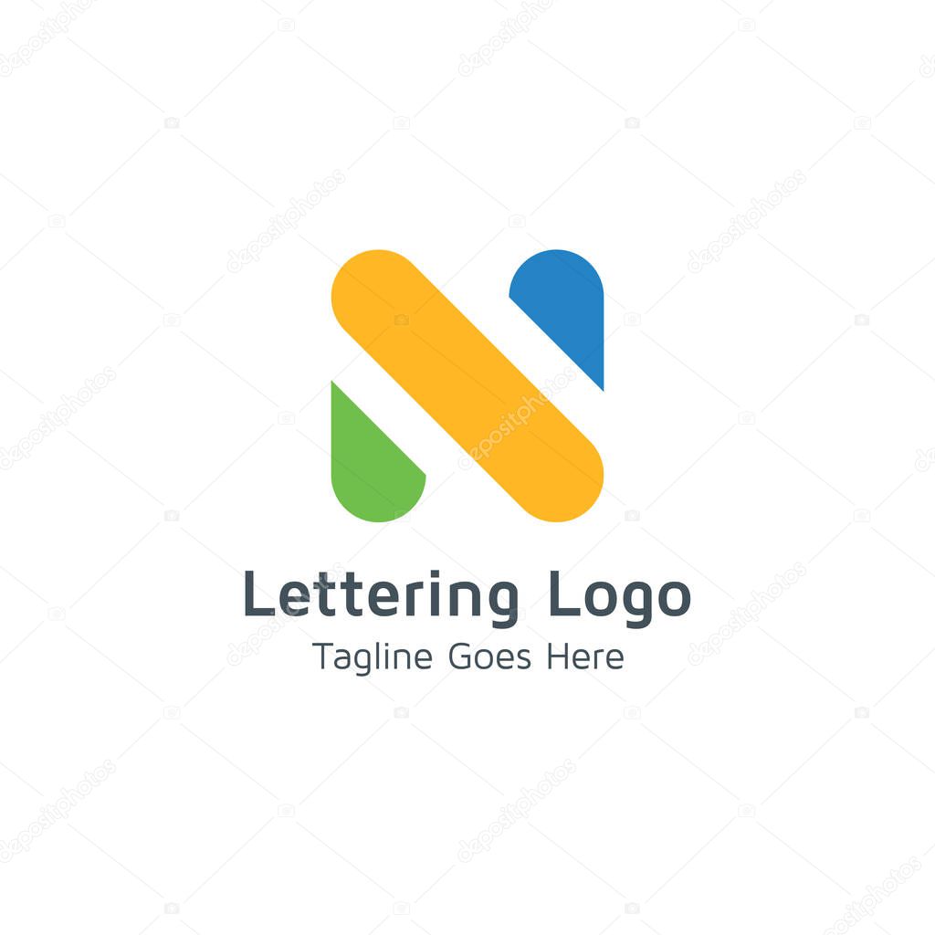 Lettering N design alphabet vector logo