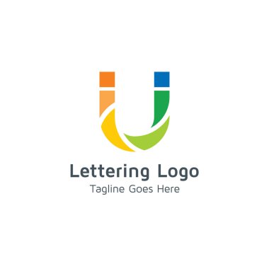 U tasarım vektör logo yazı