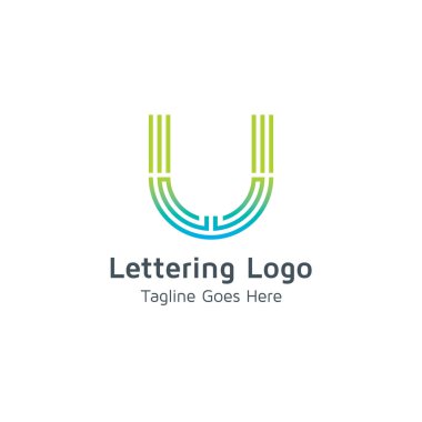 U tasarım vektör logo yazı