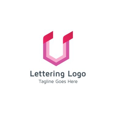 U tasarım vektör logo yazı