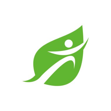 Yaprak ve insanlar simge vektör logosu