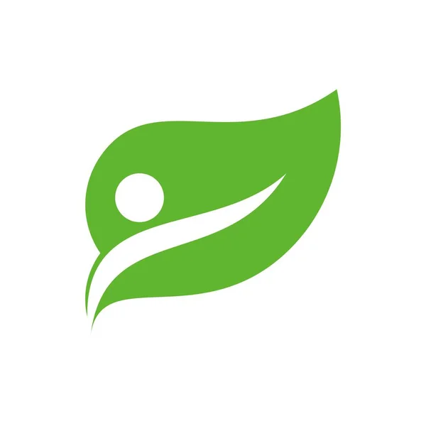 Logo Vettoriale Simbolo Foglia Persone — Vettoriale Stock