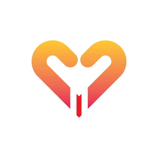 Corazón Amor Romántico Logo Design — Archivo Imágenes Vectoriales