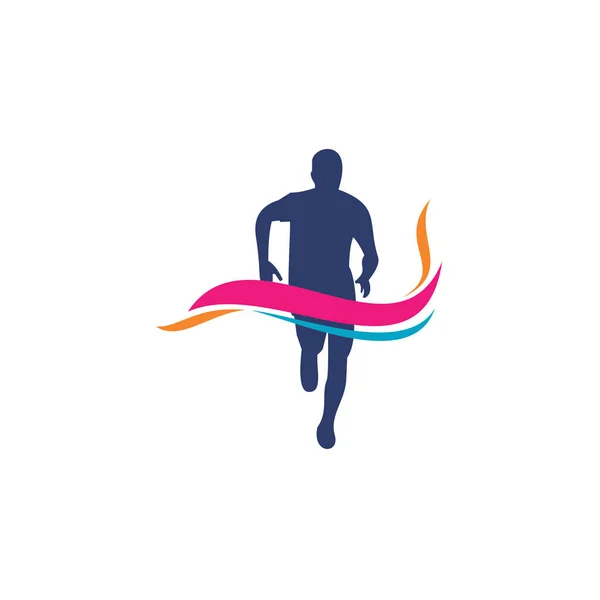 Vetor Logotipo Esporte Corrida Saudável — Vetor de Stock