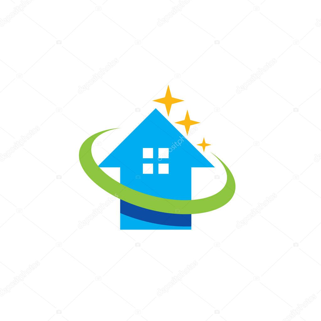 House Cleaning tools logo vector