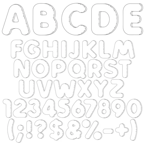 Alphabet Lettres Chiffres Signes Gonflables Ensemble Objets Vectoriels Isolés Noir Vecteur En Vente