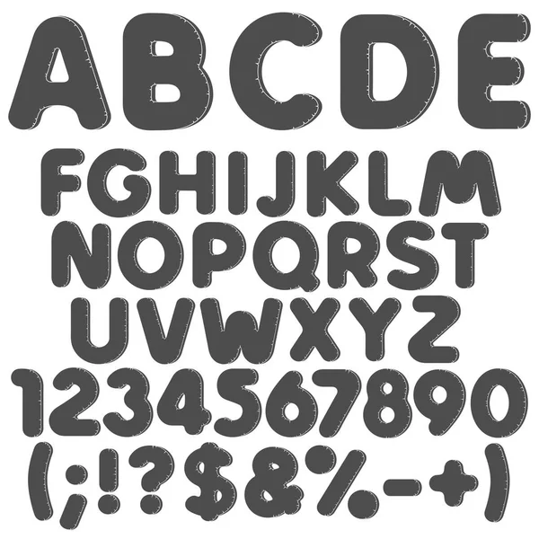 Inflatable Alphabet Letters Numbers Signs Set Black White Isolated Vector — Stock Vector