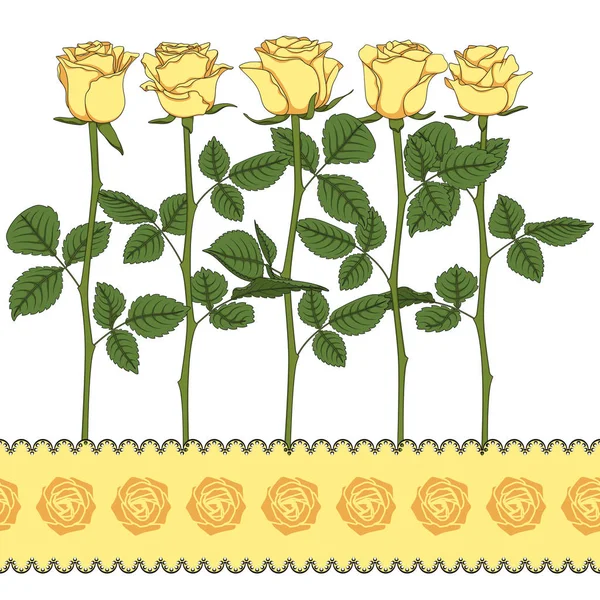 Farbige Illustrationen Mit Gelben Rosen Isolierte Vektorobjekte Auf Weißem Hintergrund — Stockvektor