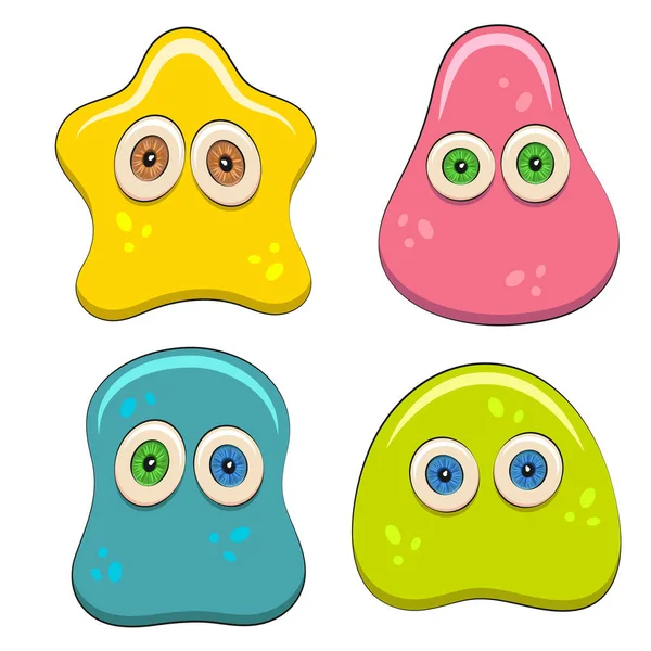 Renkli resimler jöle karakterlerle ayarlayın. Beyaz arka plan üzerinde izole vektör nesneleri.