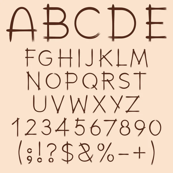 Alphabet Buchstaben Zahlen Und Zeichen Mit Farbe Gezeichnet Reihe Isolierter — Stockvektor