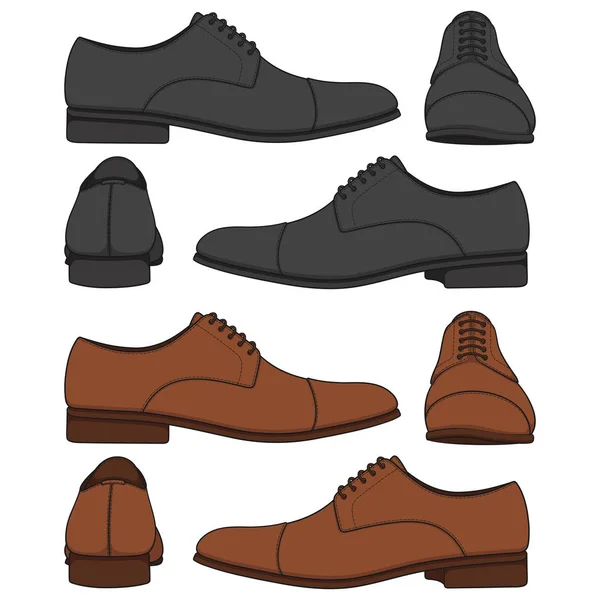 Conjunto Ilustrações Coloridas Com Sapatos Masculinos Clássicos Objetos Vetoriais Isolados — Vetor de Stock