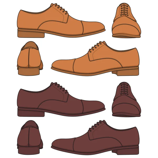 Σετ Από Χρωματιστές Εικόνες Κλασικά Ανδρικά Παπούτσια Μεμονωμένα Διανυσματικά Αντικείμενα — Διανυσματικό Αρχείο