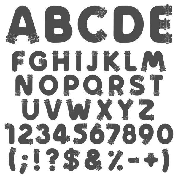 Alfabeto Letras Números Símbolos Frascos Tubos Con Corchos Conjunto Objetos — Archivo Imágenes Vectoriales