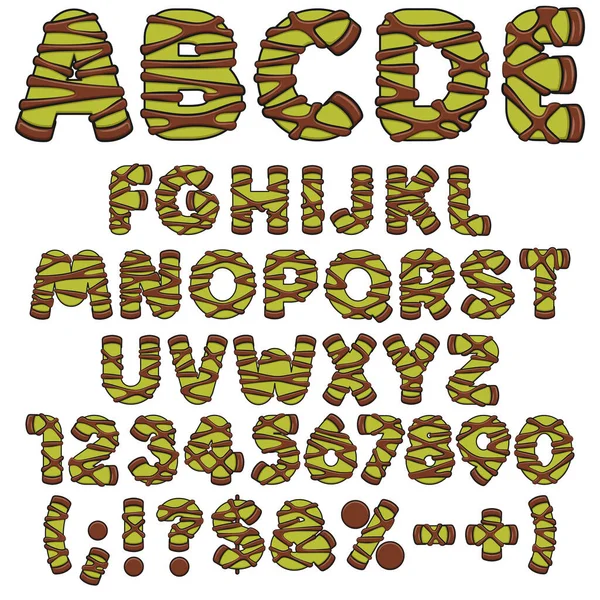 Alphabet Buchstaben Zahlen Und Zeichen Grüner Punschrulle Staudamm Isolierte Vektorobjekte — Stockvektor