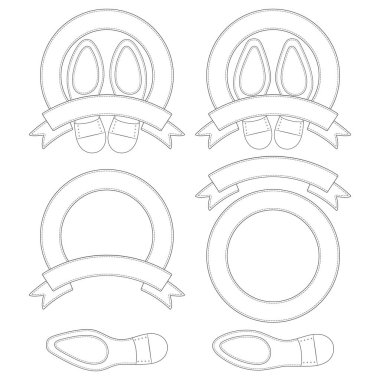 Ayakkabı tabanlı çizimler. Beyaz arkaplandaki izole vektör nesneleri.