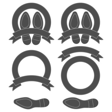 Ayakkabı tabanlı çizimler. Beyaz arkaplandaki izole vektör nesneleri.