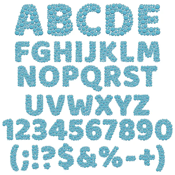 Αλφάβητο Αριθμοί Και Σημάδια Από Φυσαλίδες Μεμονωμένα Διανυσματικά Αντικείμενα Λευκό — Διανυσματικό Αρχείο