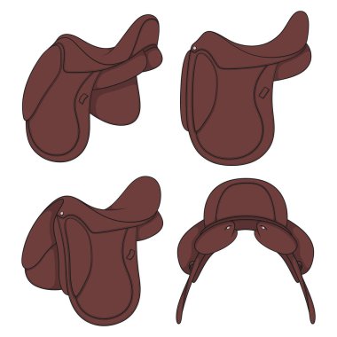 At eyerli renkli çizimler seti. Beyaz arkaplandaki izole vektör nesneleri.