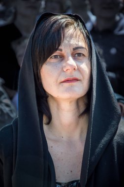 Paskalya tiyatro prodüksiyonu. Awesome oyunculuk oyunu. İsa Mesih'in ihaneti, ölümü ve dirilişi. Yahudiler, Romalı askerler, İsa'nın ve İsa'nın müritleri. Olaylar Odessa şehrinin merkez caddesinde gerçekleşecek, Ukrayna, Nisan 27, 2019.