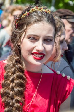 Paskalya tiyatro prodüksiyonu. Awesome oyunculuk oyunu. İsa Mesih'in ihaneti, ölümü ve dirilişi. Yahudiler, Romalı askerler, İsa'nın ve İsa'nın müritleri. Olaylar Odessa şehrinin merkez caddesinde gerçekleşecek, Ukrayna, Nisan 27, 2019.