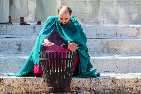 Producción Teatral Pascua Impresionante Juego Actuación Traición Muerte Resurrección Jesucristo — Foto de Stock