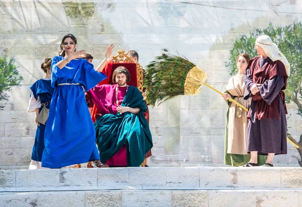 Producción Teatral Pascua Impresionante Juego Actuación Traición Muerte Resurrección Jesucristo — Foto de Stock