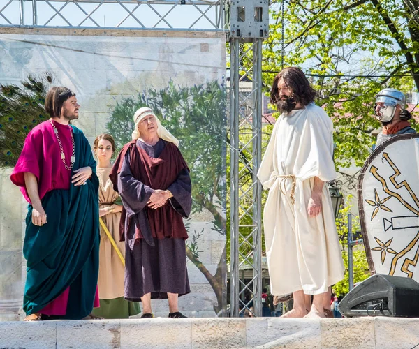 Paskalya Tiyatro Prodüksiyonu Awesome Oyunculuk Oyunu Mesih Ihaneti Ölümü Dirilişi — Stok fotoğraf