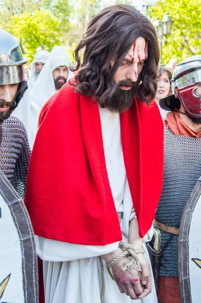 Húsvéti Színházi Produkció Félelmetes Eljáró Játék Jézus Krisztus Árulás Halála — Stock Fotó