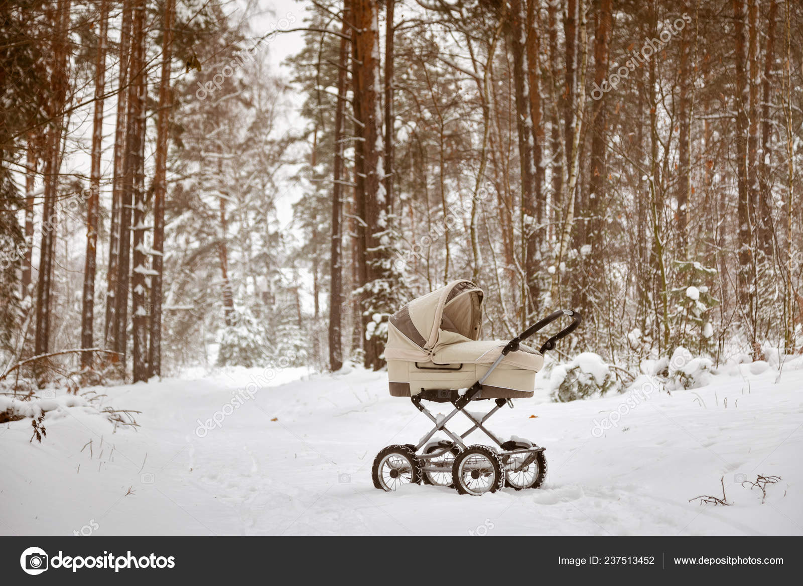 stroller in the snow