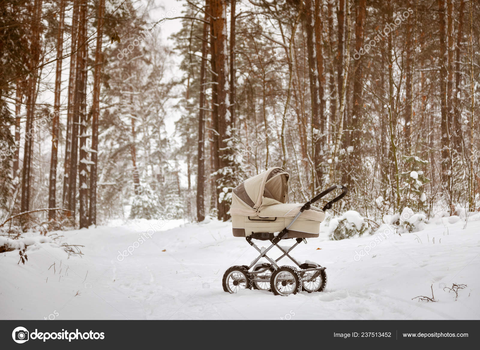 stroller in the snow