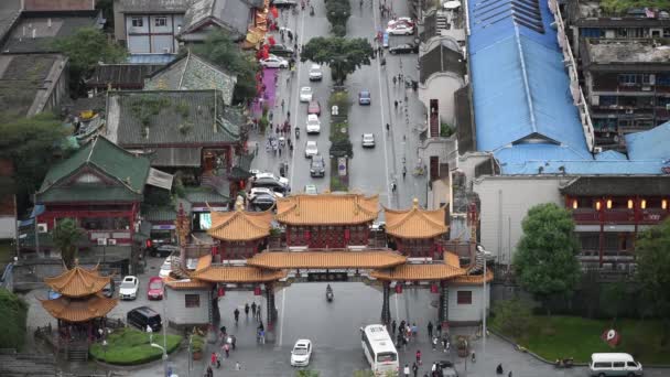 Chengdu Qintai vista aérea de rua turística — Vídeo de Stock