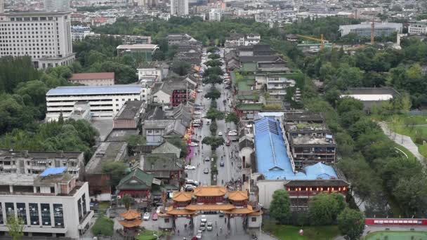 Chengdu Qintai strada turistica vista aerea — Video Stock