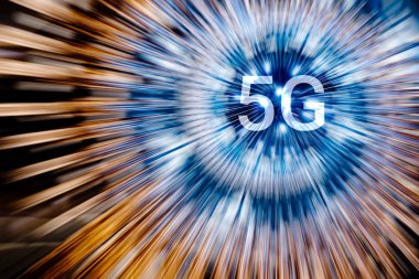 neon ışık radyal çizgiler arka plan üzerinde 5g