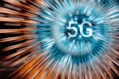neon ışık radyal çizgiler arka plan üzerinde 5g