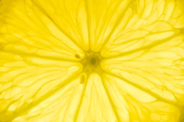 Zitronenscheibe mit Hintergrundbeleuchtung Nahaufnahme — Stockfoto
